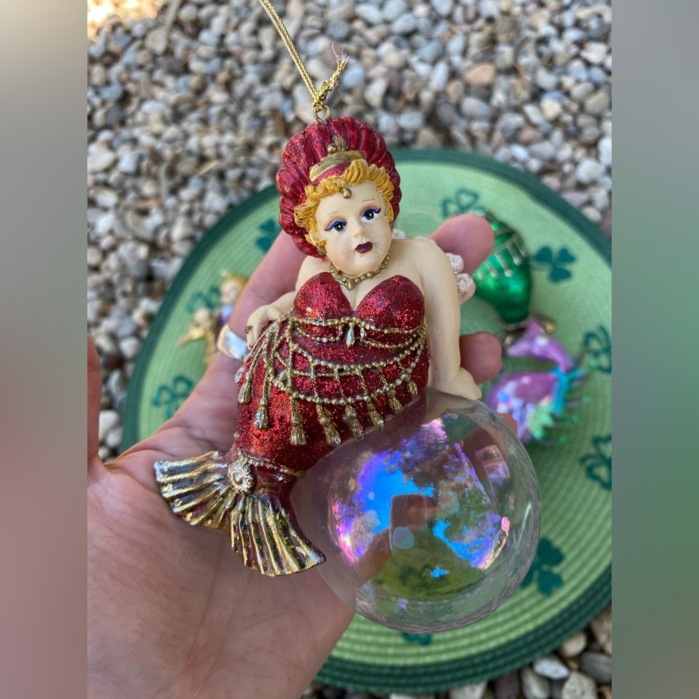 Katherines Collection Mermaid Ornament Dames At Sea Series Green Curvy